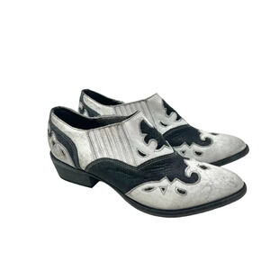 Matisse Steely Leather Ankle Boot White & Black Size‎ 8.5
